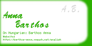 anna barthos business card